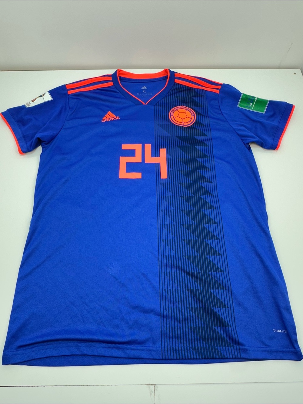 adidas Colombia #24 Blue/Orange Soccer Jersey XL FIFA World Cup Russia 2018 C074